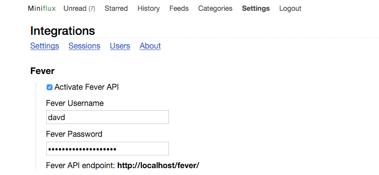 Miniflux Fever API