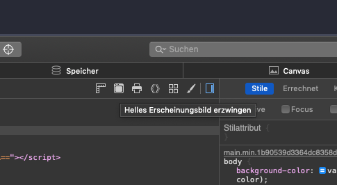 Safari 12.1 Developer Tools Switch to Dark Mode